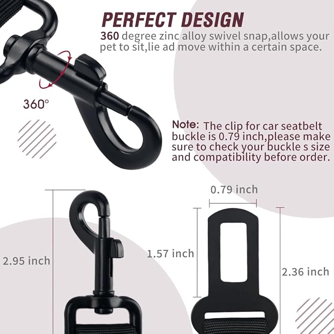 COOYOO Dog Seat Belt,3 Piece Set Retractable Dog Car Adjustable Seatbelts for Vehicle Nylon Pet Safety Heavy Duty & Elastic & Durable Car Harness for Dogs - PAWPICO