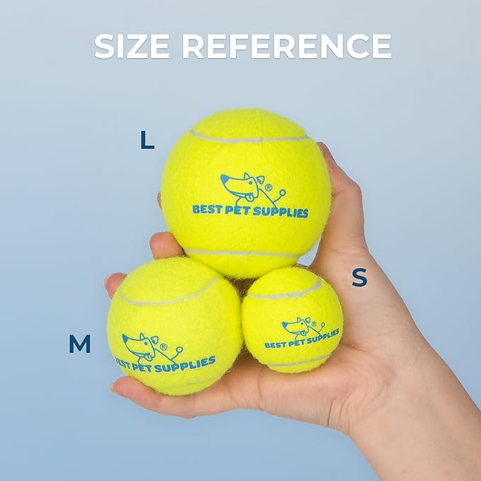 Best Pet Supplies Squeaky Tennis Toys for Dogs, 4-Pack, Heavy-Duty Interactive Pet Toys for Throwing and Fetching, Supports Exercise and Natural Behavior Training, Durable - Medium - PAWPICO