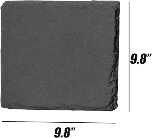 Reptile Basking Platform 2Pcs 9.8'' Large Tortoise Rock Plate Slate Feeding Platform Food Dish Bowl Turtle Bathing Rock Rest Terrace for Chameleon Lizard Bearded Dragon Gecko Snake Frog Newt (25CM) Tfwadmx