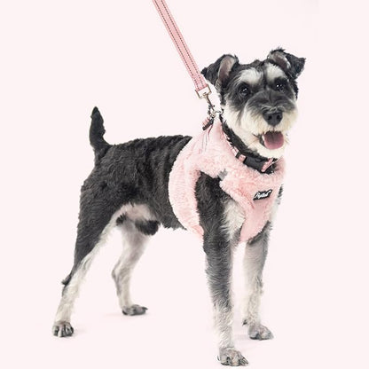 PUPTECK Adjustable Dog Harness Collar and Leash Set Step in No Pull Pet Harness for Small Medium Dogs Puppy and Cats Outdoor Walking Running, Soft Mesh Padded Reflective Vest Harnesses, Plush Pink S PUPTECK