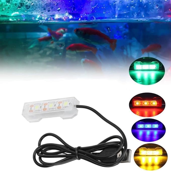 Blue Light Small Aquarium Led Light, Multicolor Led Fish Tank Light for Freshwater Plants Aquarium Accessories Jowxsx