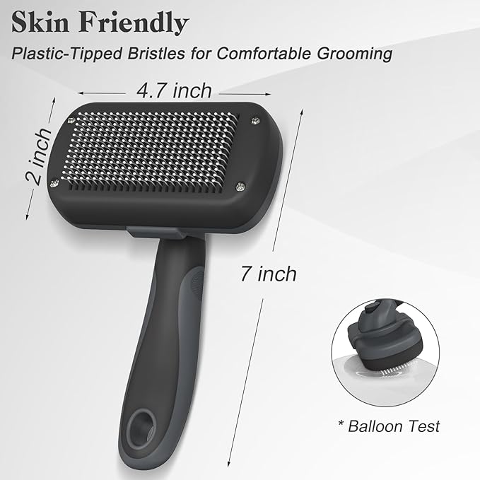Swihauk Self Cleaning Slicker Brush - Skin Friendly for Dogs & Cats, Deshedding Grooming Tool for Shedding Hair, Puppy Brush for Haired Pets - PAWPICO