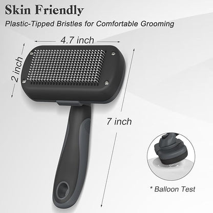 Swihauk Self Cleaning Slicker Brush - Skin Friendly for Dogs & Cats, Deshedding Grooming Tool for Shedding Hair, Puppy Brush for Haired Pets - PAWPICO