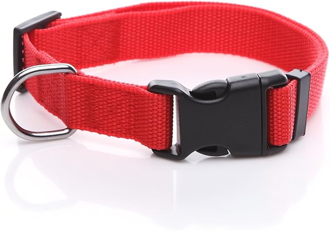 Adjustable Nylon Dog Collar, pet Collar 1 Inch 3/4 Inch 5/8 Inch Wide, for Large Medium Small Dogs(5/8 Inch, Red) TAIDA