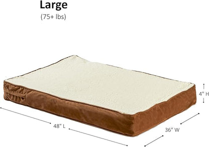 Happy Hounds Oscar Rectangle Orthopedic Foam Sherpa Dog Bed, Large (48 x 36 in.), Mocha - PAWPICO