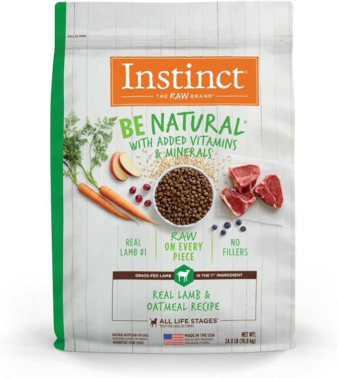 Instinct Be Natural Real Lamb & Oatmeal Recipe Natural Dry Dog Food, 24 lb. Bag - PAWPICO