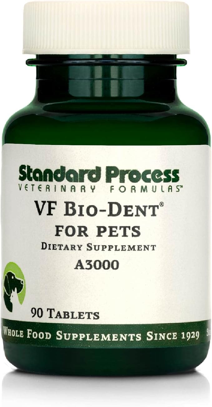Standard Process VF Bio-Dent for Pets - Bone Growth & Healthy Tissue Support Pet Supplement - Overall Mouth Health Support Supplement - Nutritional Supplement for Cats & Dogs - 90 Tablets StandardProcess