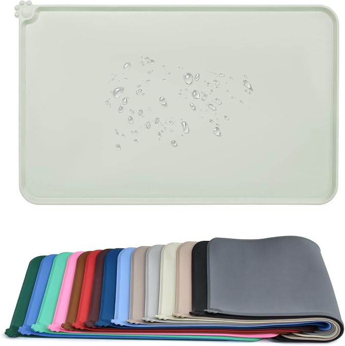 AUDWUD Silicone Waterproof Dog Cat Pet Feeding Mats,Anti Slip Pet Bowl Mats,Pet Feeding Mat,21" x 15" - PAWPICO