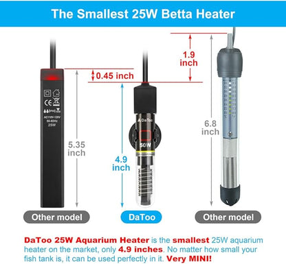 Mini Aquarium Heater 50W Small Fish Tank Heater 50 Watt with Free Thermometer Sticker DaToo