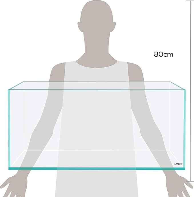LANEDN 75S 22.1 Gal Shallow Tank, Shallow Fish Tank, Rimless Low Iron Tank, Bookshelf Aquarium W29.5×D17.7×H11 in(75x45x28cm); 8mm Thickness Aquascape Fish Tank, Black Leveling Mat Included Landen
