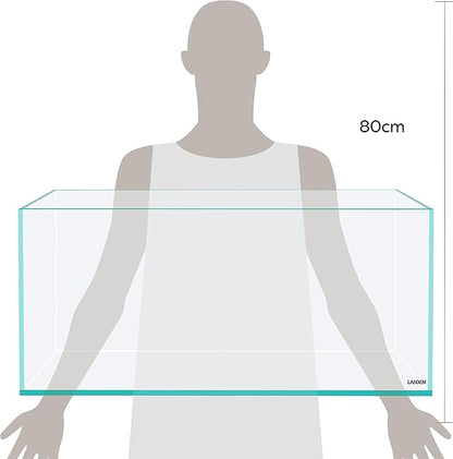 LANEDN 75S 22.1 Gal Shallow Tank, Shallow Fish Tank, Rimless Low Iron Tank, Bookshelf Aquarium W29.5×D17.7×H11 in(75x45x28cm); 8mm Thickness Aquascape Fish Tank, Black Leveling Mat Included Landen