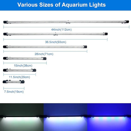 VARMHUS Submersible LED Aquarium Light,Fish Tank Light with Timer Auto On/Off Dimming Function,3 Light Modes Dimmable&4-Color LED,10 Brightness Levels Optional&3 Levels of timed Loop 18LEDS-11.5'' VARMHUS