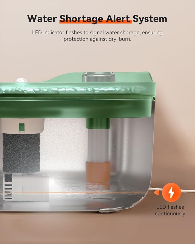 Cat Water Fountain Stainless Steel, 4.5L/158oz Automatic Cat Water Dispenser, Pet Water Fountains for Cats Indoor, Dog Water Bowl with Quiet Pump, Colorful Water Level Float, Green - FS10 - PAWPICO