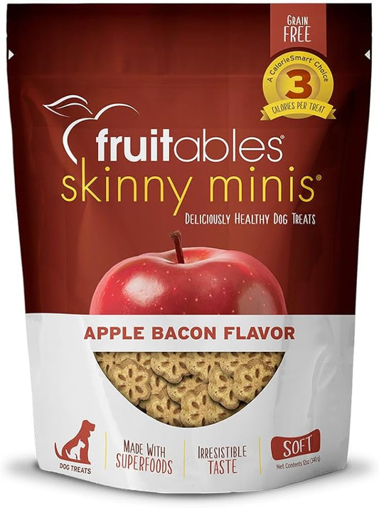 Fruitables Skinny Mini – Healthy Treats for Dogs – Low Calorie Training Treats – Free of Wheat, Corn and Soy – Apple Bacon – 12 Ounces - PAWPICO