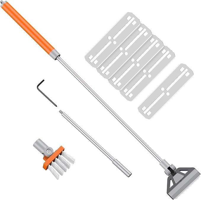 Pawfly Aquarium Algae Scraper Cleaner Fish Tank Brush with 5 Stainless Steel Blades, 26 Inch Aquarium Glass Scraper Aquarium Cleaning Tool Pawfly