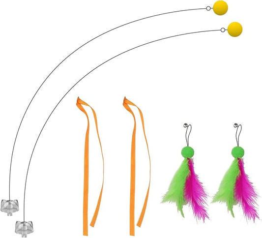Interactive Cat Toys Cat Exercise Tumbler, Rechargeable Cat Toys for Indoor Cats Spin Butterfly Game Teasing Kitty, Extra Long Feather Wand (Attachment) - PAWPICO
