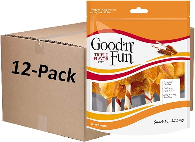 Good 'N' Fun Triple Flavor Wings, Made with Real Meat, Treats for All Dog Sizes - PAWPICO