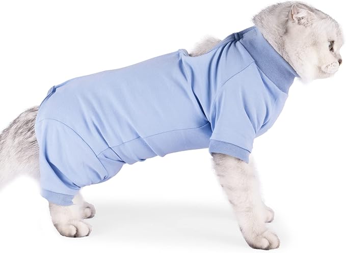 LIANZIMAU Cat Surgical Recovery Suit Professional for Male Female Dog Abdominal Wounds Cone E-Collar Alternative Anti-Licking Pet Surgical Recovery Pajama Suit Soft Fabric Onesie for Cats Lianzimau