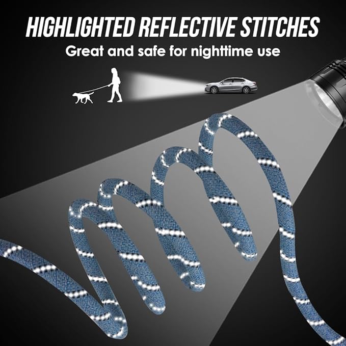 Lukovee Hands Free Dog Leash, 10FT Adjustable Dog Training Leash 1/2 Inch Nylon Heavy Duty Lead No Pull for Large Medium Dogs, Tangle Free Reflective Waist Leash for Dog Walking Running, Blue Lukovee