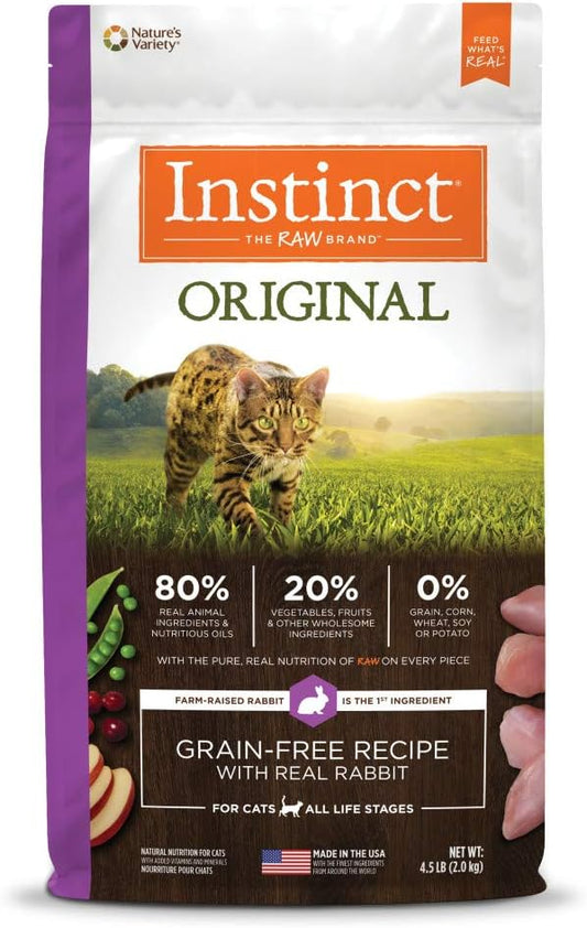 Instinct Original Grain Free Recipe with Real Rabbit Natural Dry Cat Food, 4.5 lb. Bag - PAWPICO