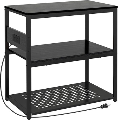 20-29 Gallon Fish Tank Stand with Power Outlets, 3-Tier Metal Aquarium Stand, Breeder Reptile Tank Stand with Shelf for Home Office, 660LBS Capacity, 29.5 x 15.8 x 30.1 inches, Black Livofloral
