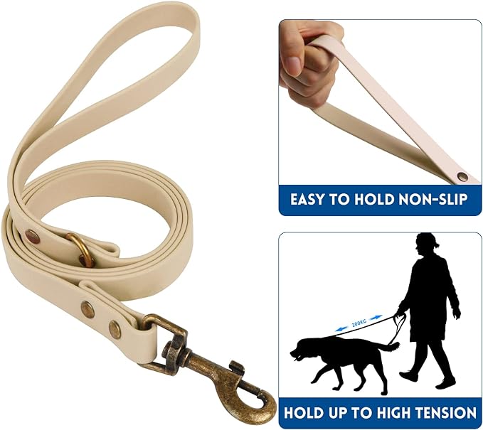 Wisedog Dog Collar and Leash Set Combo: Adjustable Pet Collars with Dog Leashes for Small Medium Large Dogs,includes 1 Bonus of Poop Bag Holder (XL(Collar:16"- 25.5";Leash:6 ft), Sand Color) WisedogPetSupplies