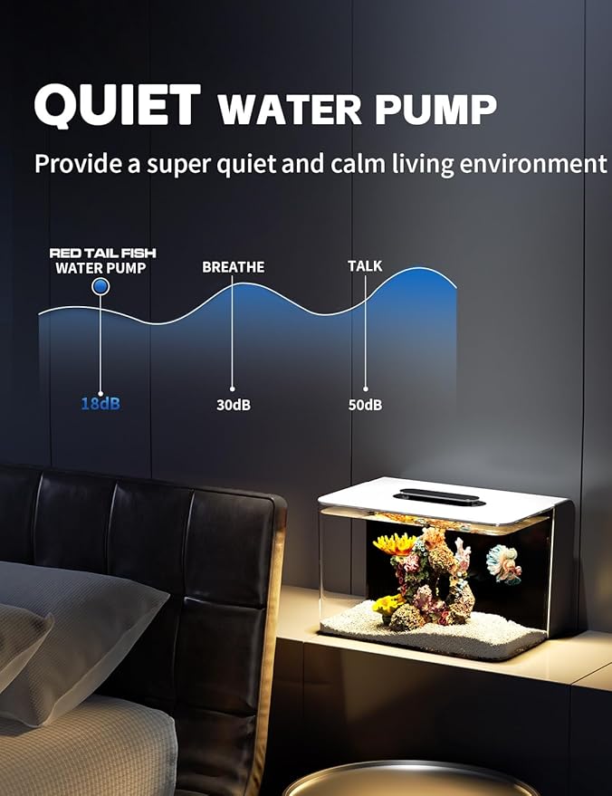 Betta Fish Tank Small Aquarium with 3 Stage Filtration, Light, Self Cleaning, 2.5 Gallon Beta Tank Starter Kit for Goldfish, Shrimp, Guppy, Jellyfish REDTAILFISH