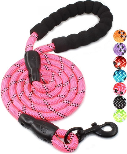 BAAPET 2/4/5/6 FT Dog Leash with Comfortable Padded Handle and Highly Reflective Threads for Small Medium and Large Dogs (5FT-1/2'', Pink) BAAPET