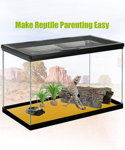 Bearded Dragon Tank Accessories, Reptile Substrate Floor, Leopard Gecko Tank Liner Mat for 40 Gallon, 20 Gallon, 50 Gallon,75 Gallon Lizard Tank, Yellow Helidrago