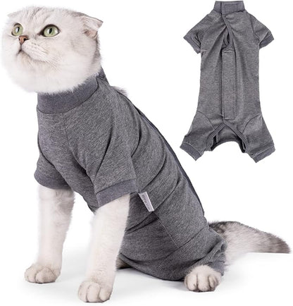 LIANZIMAU Cat Surgical Recovery Suit Professional for Male Female Dog Abdominal Wounds Cone E-Collar Alternative Anti-Licking Pet Surgical Recovery Pajama Suit Soft Fabric Onesie for Cats Lianzimau