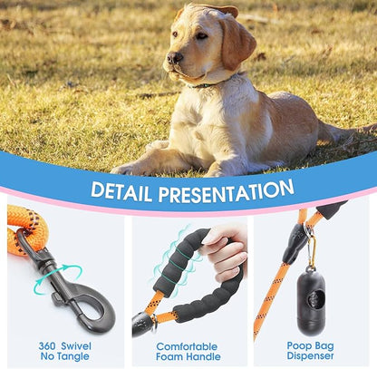 BAAPET 2/4/5/6 FT Dog Leash with Comfortable Padded Handle and Highly Reflective Threads for Small Medium and Large Dogs (4FT-1/2'', Orange) BAAPET