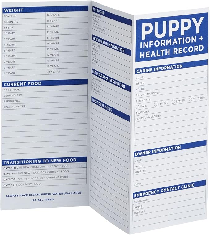 Okuna Outpost 60 Pack Puppy Vaccination Record Cards, Canine Health Record Books for Dogs (Tri-Fold Design, 8.5x11 Inch) Okuna+Outpost