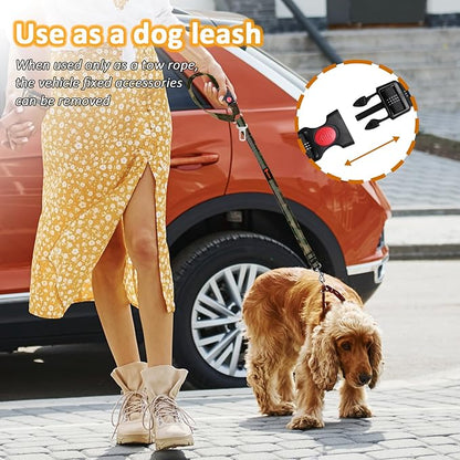 Removable Dog Seat Belt Harness for Car, 3 in 1 Pet Dog Car Seatbelt Leash, Retractable Restraint Secures to Vehicle Headrest & Adjustable Reflective Bungee Dog Seatbelt Tether, Camouflage - PAWPICO