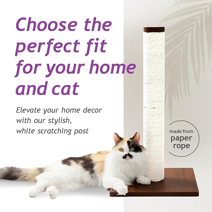 Necoichi 23.6” Tall Cat Scratching Post Kitten Scratcher Paper Rope Scratch Posts Trees with Hanging for Indoor Cats (23.6 inches for Kitty, Regular, Dark Cherry) - PAWPICO
