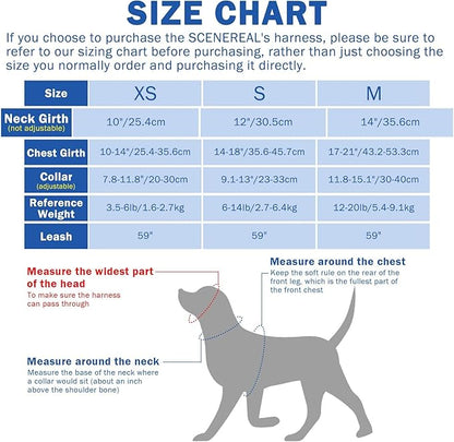 SCENEREAL Small Dog Harness Collar and Leash Set, Adjustable No Pull Pet Harnesses, No Chock Soft Mesh Step in Vest for Doggie Puppy Medium Dogs Cats Girl or Boy,Chihuahua, Yorkie, Outdoor Walking SCENEREAL