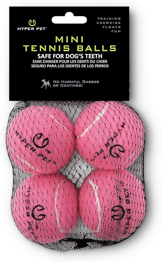 Hyper Pet MINI Tennis Balls for Dogs (Pet Safe Dog Ball Dog Tennis Balls for Exercise & Training) Dog Ball Interactive Dog Toys work with Hyper Pet K9 Kannon MINI Dog Ball Launcher - 4 Pack MINI Pink - PAWPICO