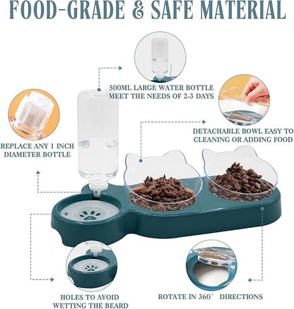 Cat Feeder and Water Dispenser Set - Pet Food Bowl, Cat Food Dispenser, Water Feeder for Cats and Dogs, All-in-One Pet Food and Water Dispenser Solution. - PAWPICO