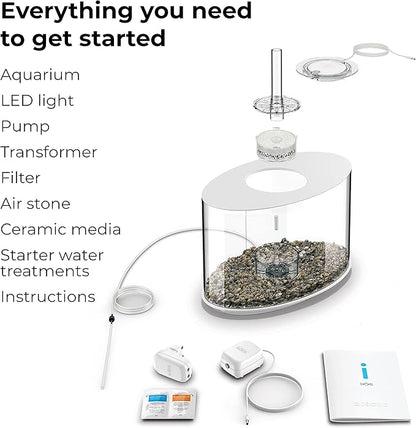 biOrb Loop 15 Acrylic 4-Gallon Aquarium with White LED Lights Modern Compact Tank for Tabletop or Desktop Display, White-Trimmed Tank biOrb