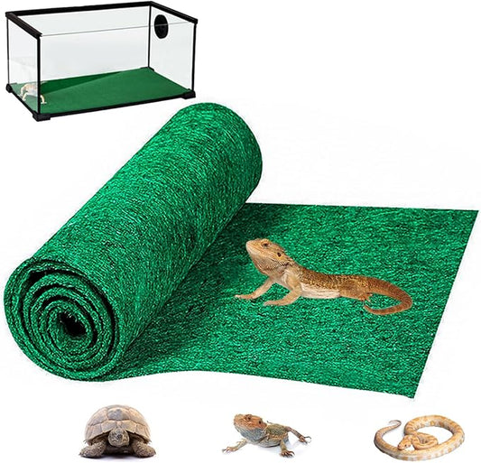 HERCOCCI Reptile Carpet, 39’’ x 20’’ Terrarium Bedding Substrate Liner Reptile Cage Mat Supplies for Bearded Dragon Lizard Tortoise Leopard Gecko Snake (Green) HERCOCCI