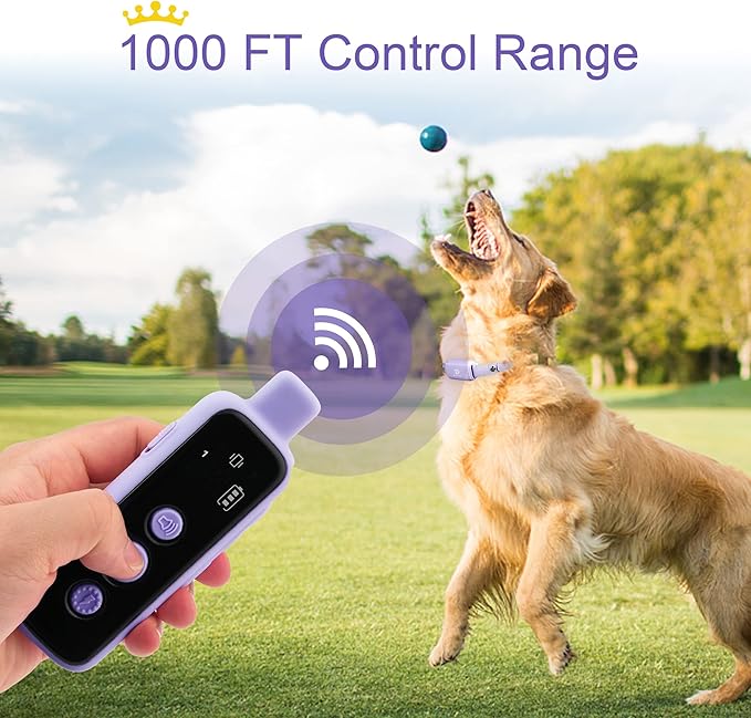 Bousnic Shock Collar for Dogs - Waterproof Rechargeable Dog Electric Training Collar with Remote for Small Medium Large Dogs with Beep, Vibration, Safe Shock Modes (8-120 Lbs) (Purple) BOUSNIC