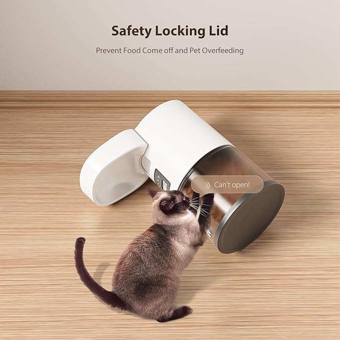 Automatic Cat Feeders, 3L Timed Cat Dry Food Dispenser, Dual Power Supply, Programmable Portion Size, 1-6 Meals Per Day, Auto Pet Feeder for Cats and Small Dogs - PAWPICO