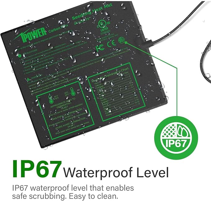 iPower 20" x 20.75" Seedling Heat Mat 2-Pack Upgraded Carbon Film Durable Waterproof Indoor Warm Hydroponic Plant Germination Starting Pad, Black iPower