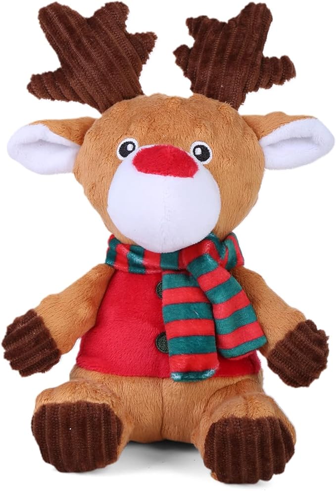 Blnboimrun Christmas Dog Toys Stuffed Plush Moose Dog Toy Milu Deer Dog Squeaky Toys with Crinkle Paper Chew Toys for Large and Medium Dogs Puppy - PAWPICO