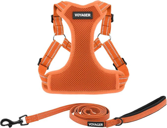 Best Pet Supplies Voyager Adjustable Dog Harness Leash Set with Reflective Stripes for Walking Heavy-Duty Full Body No Pull Vest with Leash D-Ring, Breathable All-Weather - Harness (Orange), S BestPetSuppliesLLC