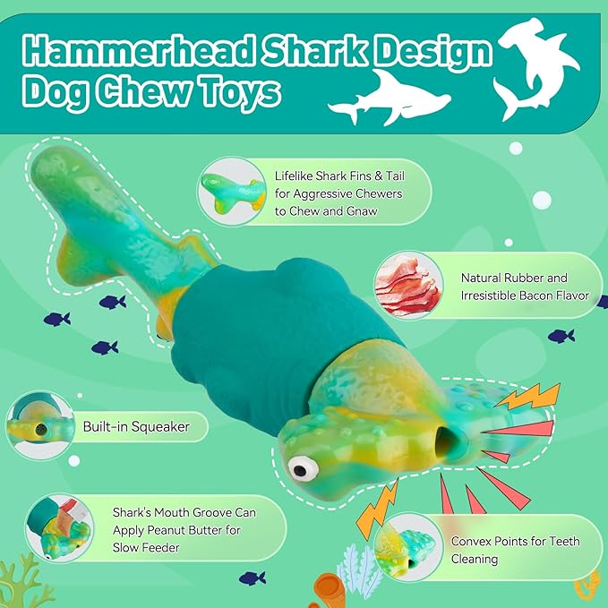 Dog Toys for Aggressive Chewers, Interactive Dog Chew Toys for Large Dogs, Indestructible Squeaky Dog Toys to Keep Them Busy, Tough Dog Toys for Medium/Large Breed Dogs (Green) - PAWPICO