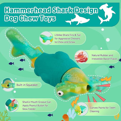 Dog Toys for Aggressive Chewers, Interactive Dog Chew Toys for Large Dogs, Indestructible Squeaky Dog Toys to Keep Them Busy, Tough Dog Toys for Medium/Large Breed Dogs (Green) - PAWPICO