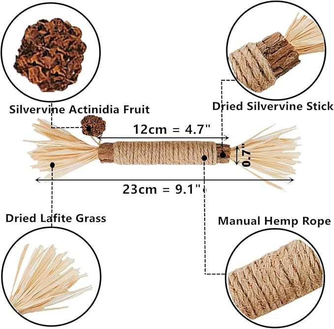 Cat Toys, 3PCS Catnip Toy for Indoor Kitten Toys Cat Chew Stick for Dental Cleaning Teeth Cat Silvervine Rope Treat Kitty Feather Snack for for Kick Molar Scratch Self Play Interactive Boredom - PAWPICO
