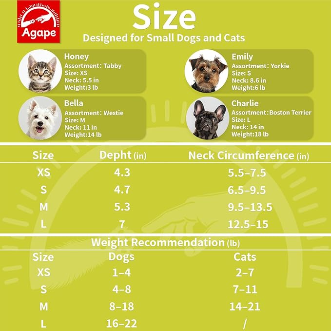 Agape Soft Dog Cone for Chihuahua, Comfy Cat Cone to Stop Licking, Protective Elizabethan Collar for Pup & Kitty, Lightweight E-Collar Alternative After Surgery, Pet Cones for Extra Small Dogs - XS Agape