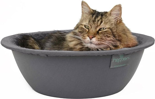 Hepper Cat Nest - Washable Cat Bed with Removable Fluffy Fleece Liner - Cozy Comfy Calming Bed Round Shape - Cat Warming Bed - Donut Bed Desk Ready - Small Bed for Indoor Cats (Grey/Grey) - PAWPICO