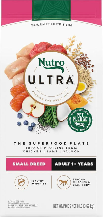 Nutro Ultra Adult Small Breed Dry Dog Food, Chicken, Lamb and Salmon Protein Trio, 8 lb. Bag - PAWPICO